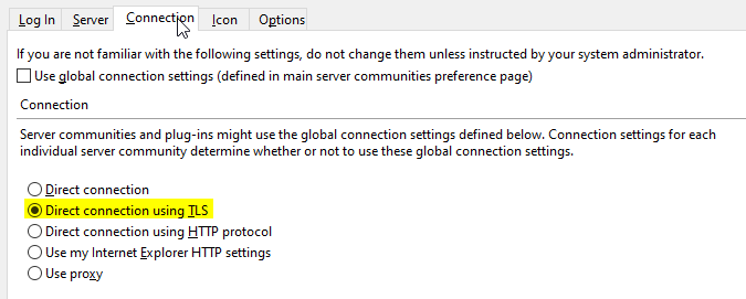 Sametime connection tab