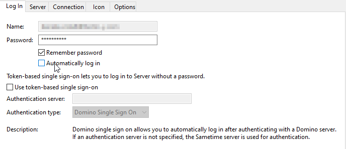 Sametime login tab